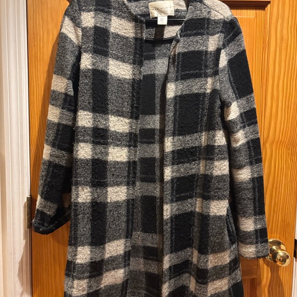 Max Studio Jackets & Blazers - Max Studio Black, White, and Gray Plaid Teddy Jacket